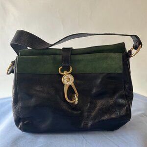 Vintage Dooney & Bourke Suede & Leather Crossbody Bag – Dark Green & Black